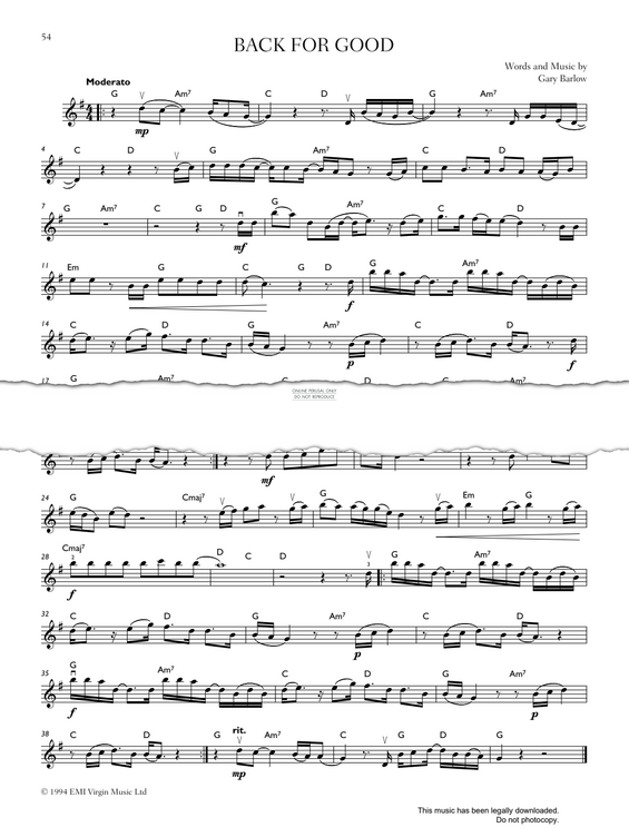Produktgalerie: Seite 1 von 1 Back For Good, Take That, Violine