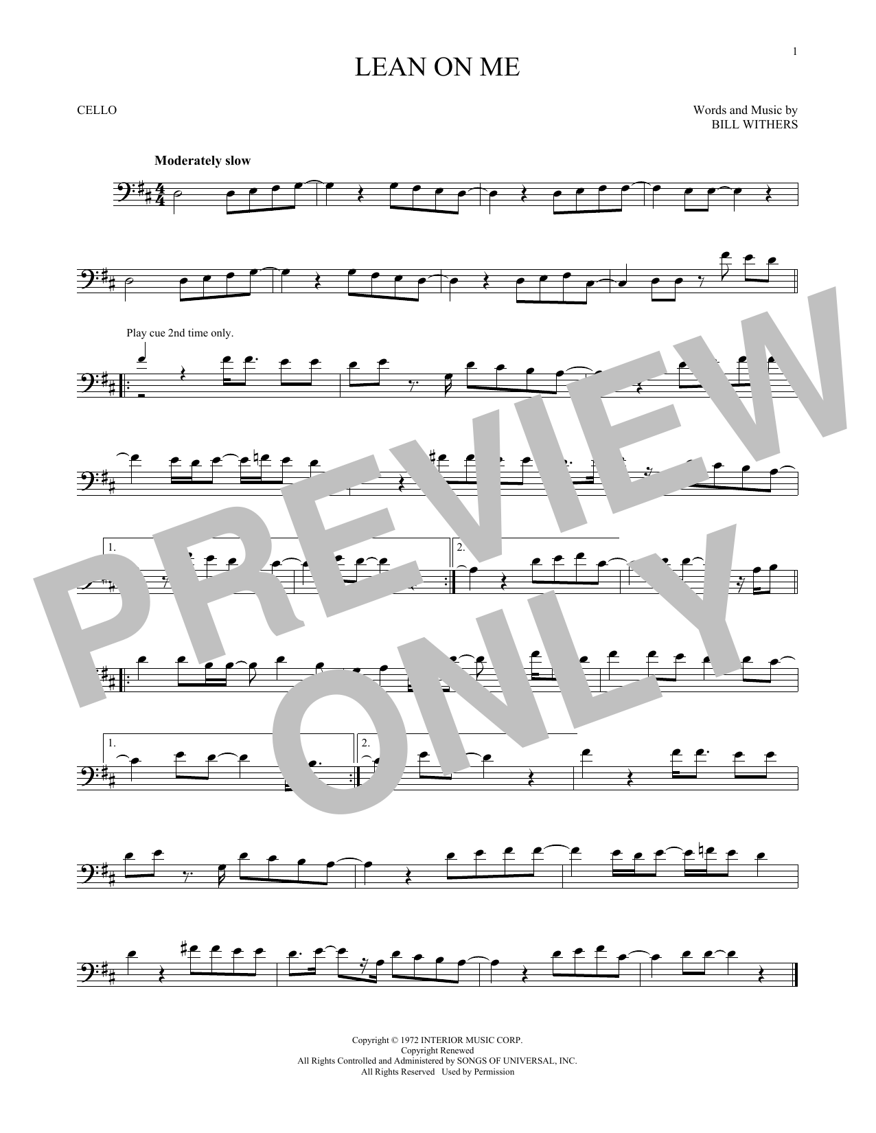 Produktgalerie: Seite 1 von 1 Lean On Me, Bill Withers, Violoncello