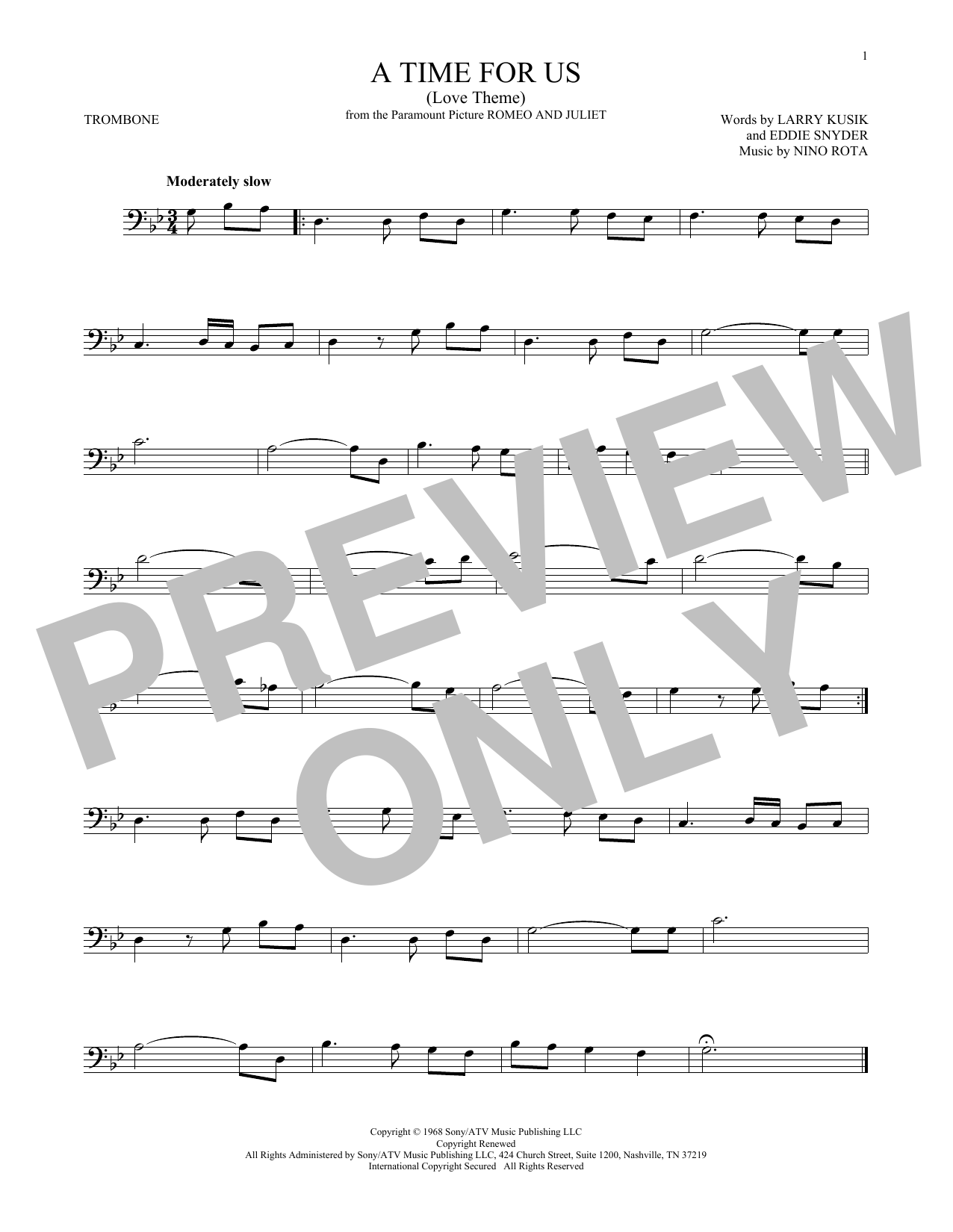 Product gallery: Page 1 of 1 A Time For Us (Love Theme), Nino Rota