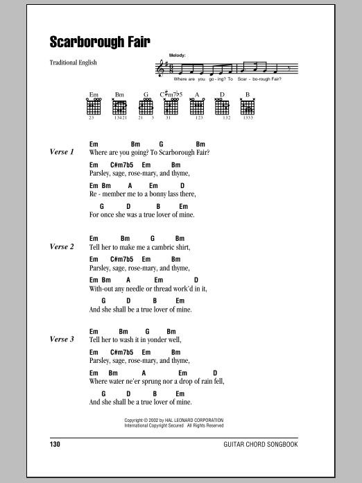 Produktgalerie: Seite 1 von 1 Scarborough Fair, Traditional English Ballad, Gitarre