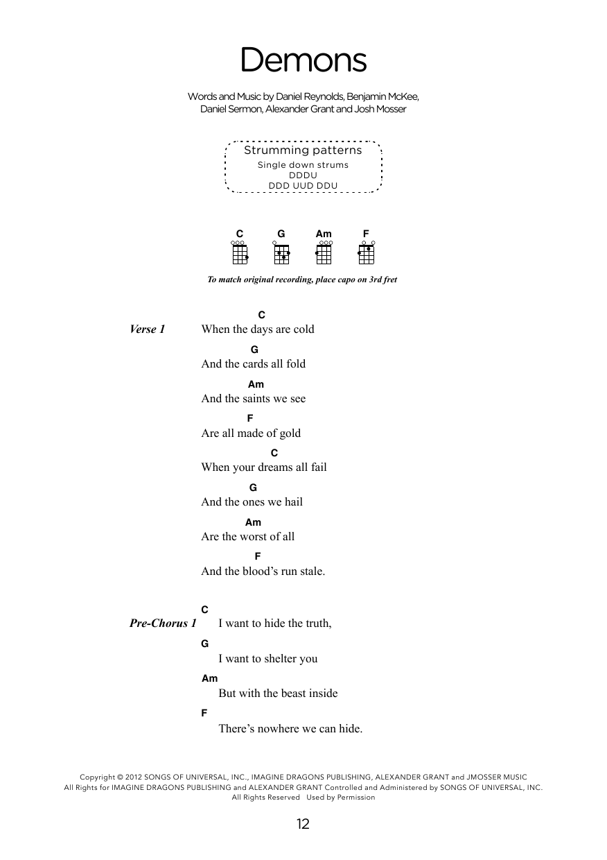 Product gallery: Page 1 of 1 Demons (arr. Elise Ecklund), Imagine Dragons