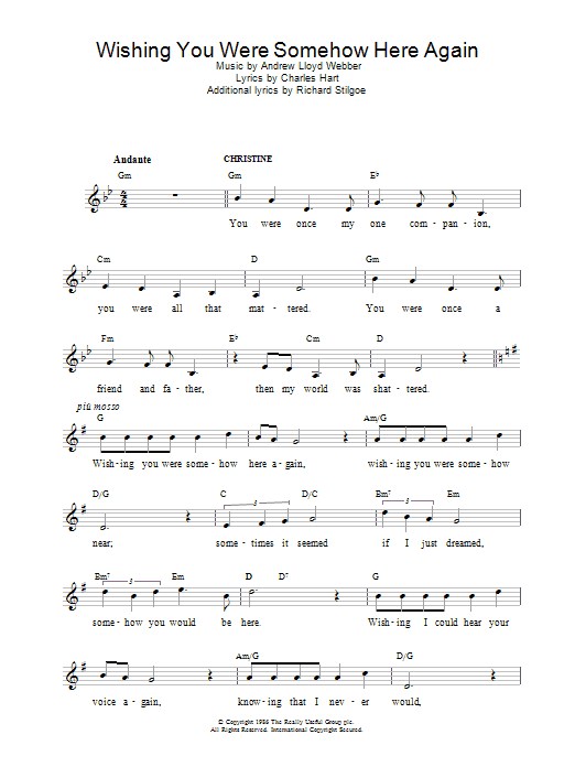 Product picture to: Wishing You Were Somehow Here Again (from The Phantom Of The Opera)