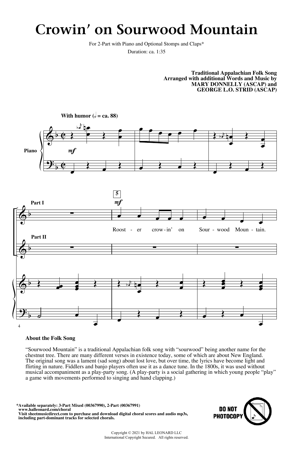 Produktbild zu: Crowin' On Sourwood Mountain (arr. Mary Donnelly and George L.O. Strid)