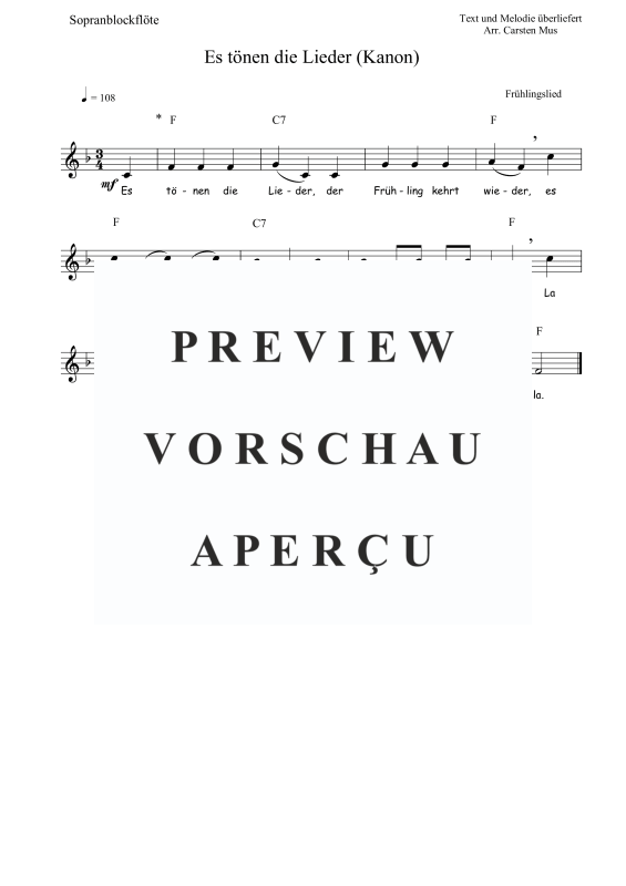 Produktbild zu: Es tönen die Lieder (Kanon)Traditional