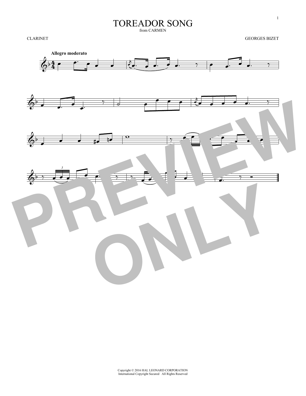 Product gallery: Page 1 of 1 Toreador Song, Georges Bizet