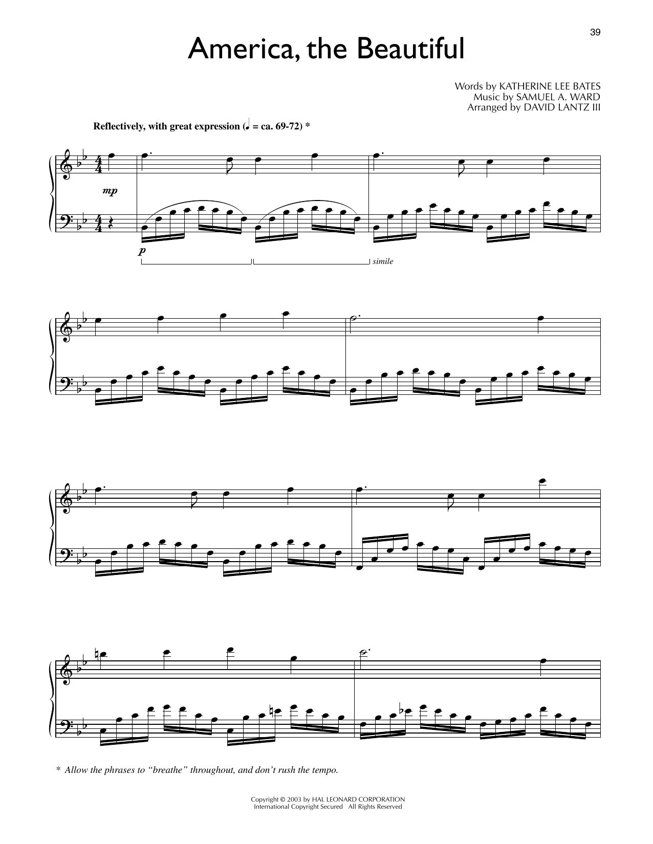 Produktbild zu: America, The Beautiful (arr. David Lantz III)