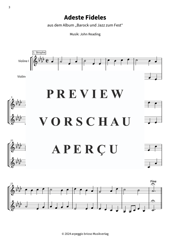 Product gallery: Page 5 of 8 Adeste Fideles - aus dem Album Barock und Jazz zum Fest, , (Duet 2x violin)