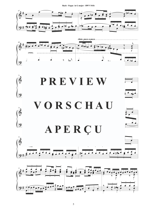 Produktgalerie: Seite 6 von 7 Fuge in G-Dur BWV 541b - Piano Version, , Klavier Solo
