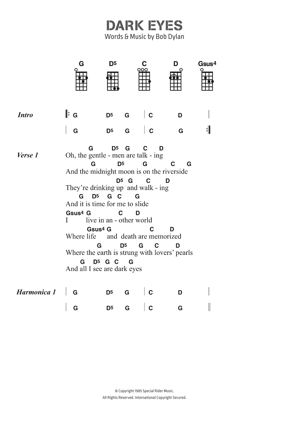Produktgalerie: Seite 1 von 1 Dark Eyes, Bob Dylan, Gesang, Gitarre, Klavier