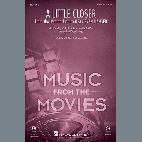 cover: A Little Closer (from Dear Evan Hansen) (arr. Roger Emerson), Pasek & Paul, Chor