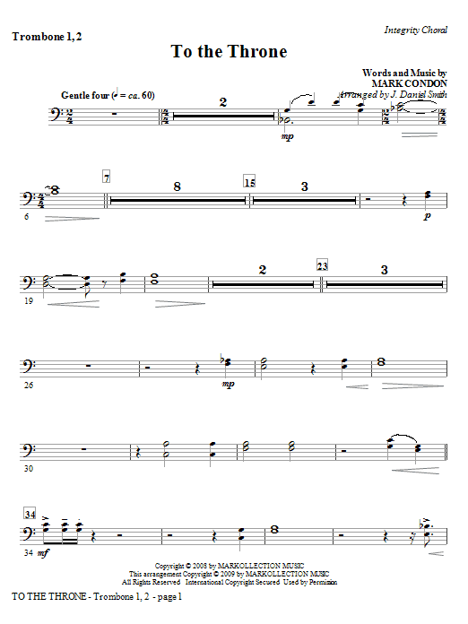 Produktgalerie: Seite 1 von 1 To The Throne - Trombone 1 & 2, J. Daniel Smith, Chor
