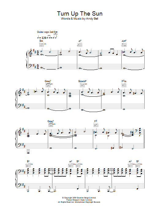 Produktgalerie: Seite 1 von 1 Turn Up The Sun, Oasis, Gesang, Gitarre, Klavier