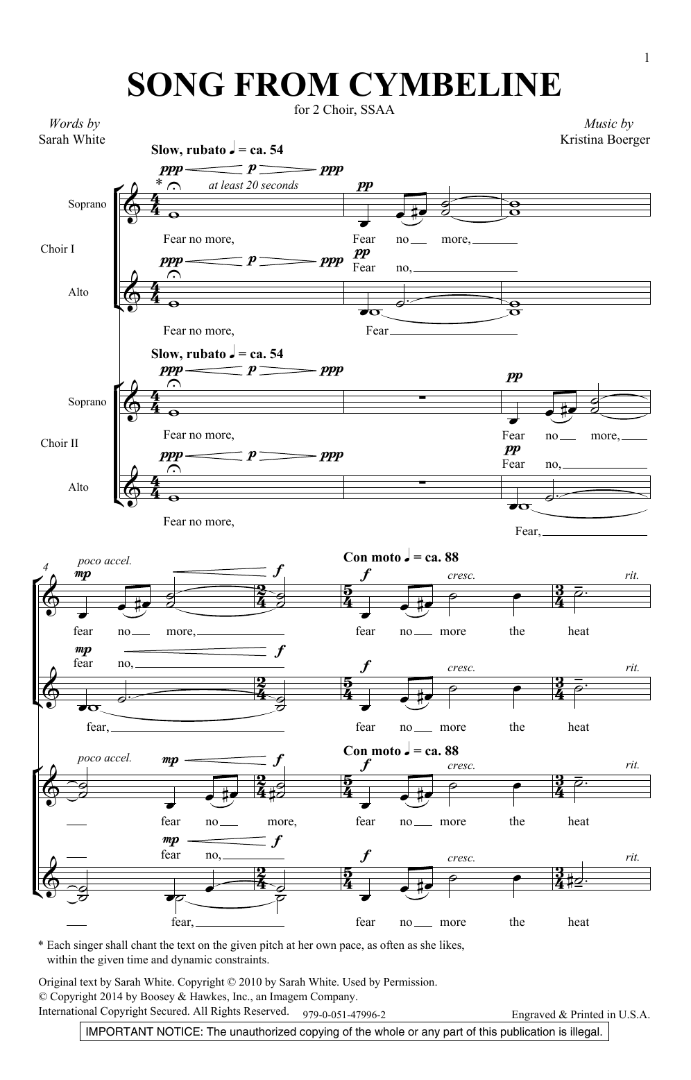 Product gallery: Page 1 of 1 Song From Cymbeline, Kristina Boerger