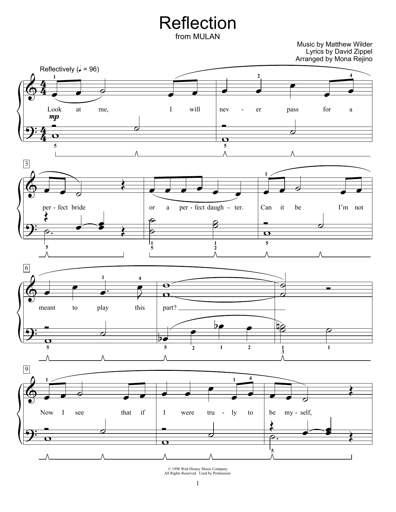 Produktbild zu: Reflection (from Mulan) (arr. Mona Rejino)