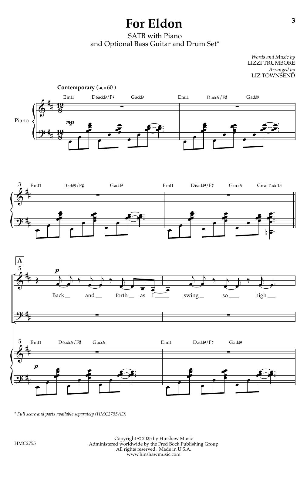 Product picture to: For Eldon (arr. Liz Townsend)