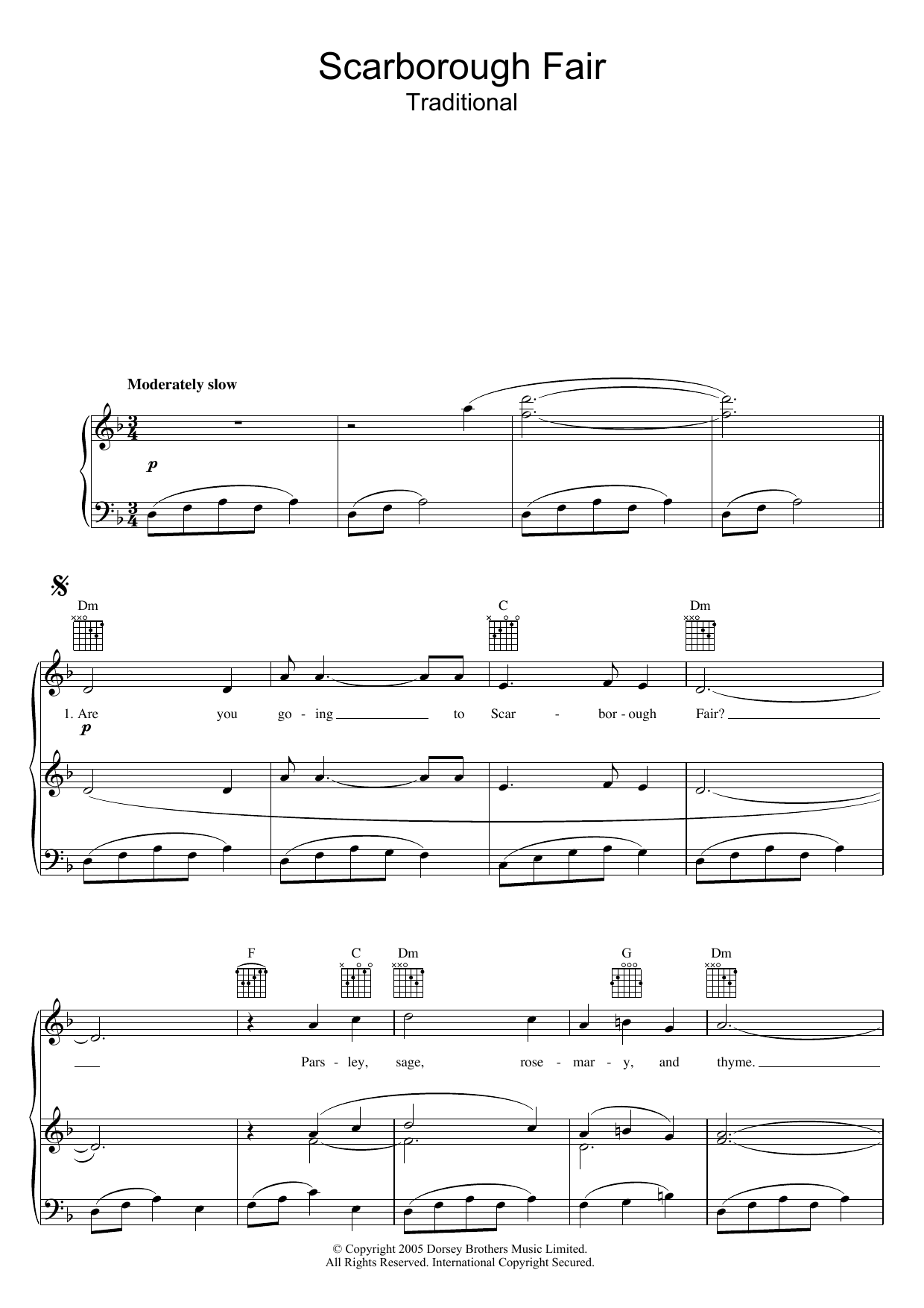 Produktgalerie: Seite 1 von 1 Scarborough Fair, Traditional, Gesang, Gitarre, Klavier