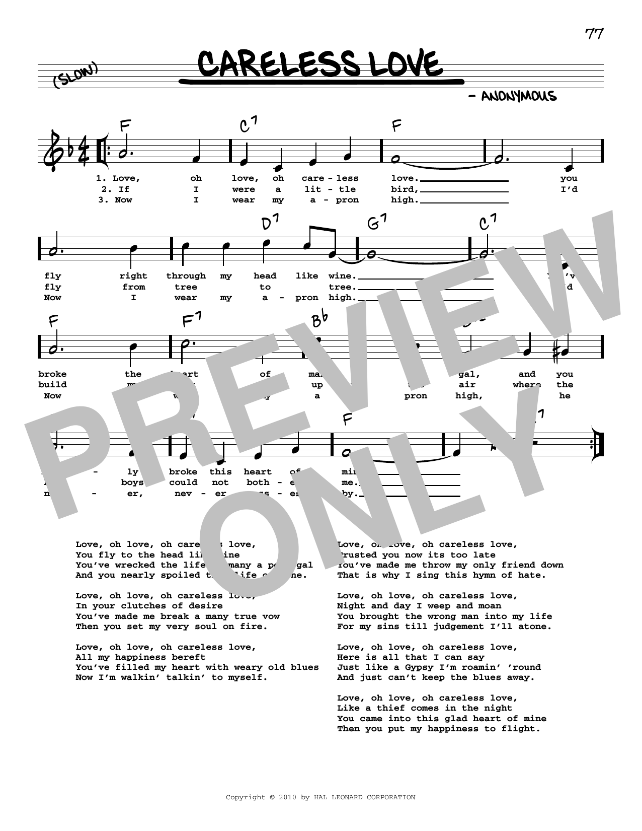 Produktgalerie: Seite 1 von 1 Careless Love (arr. Robert Rawlins), Anonymous