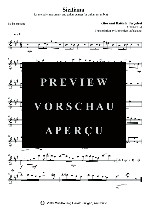 gallery: Siciliana, , Gitarren-Ensemble oder Melodieinstrument und Quartett Gitarre - Einzelstimmen