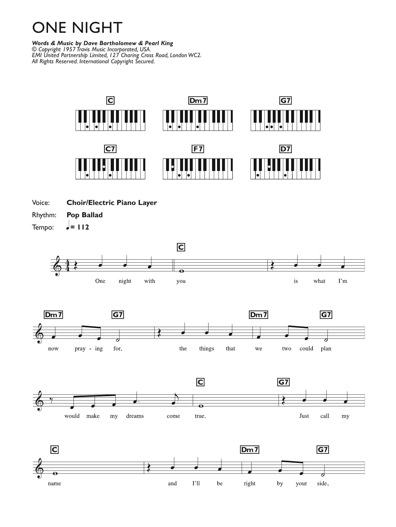 Produktgalerie: Seite 1 von 1 One Night, Elvis Presley, Klavier