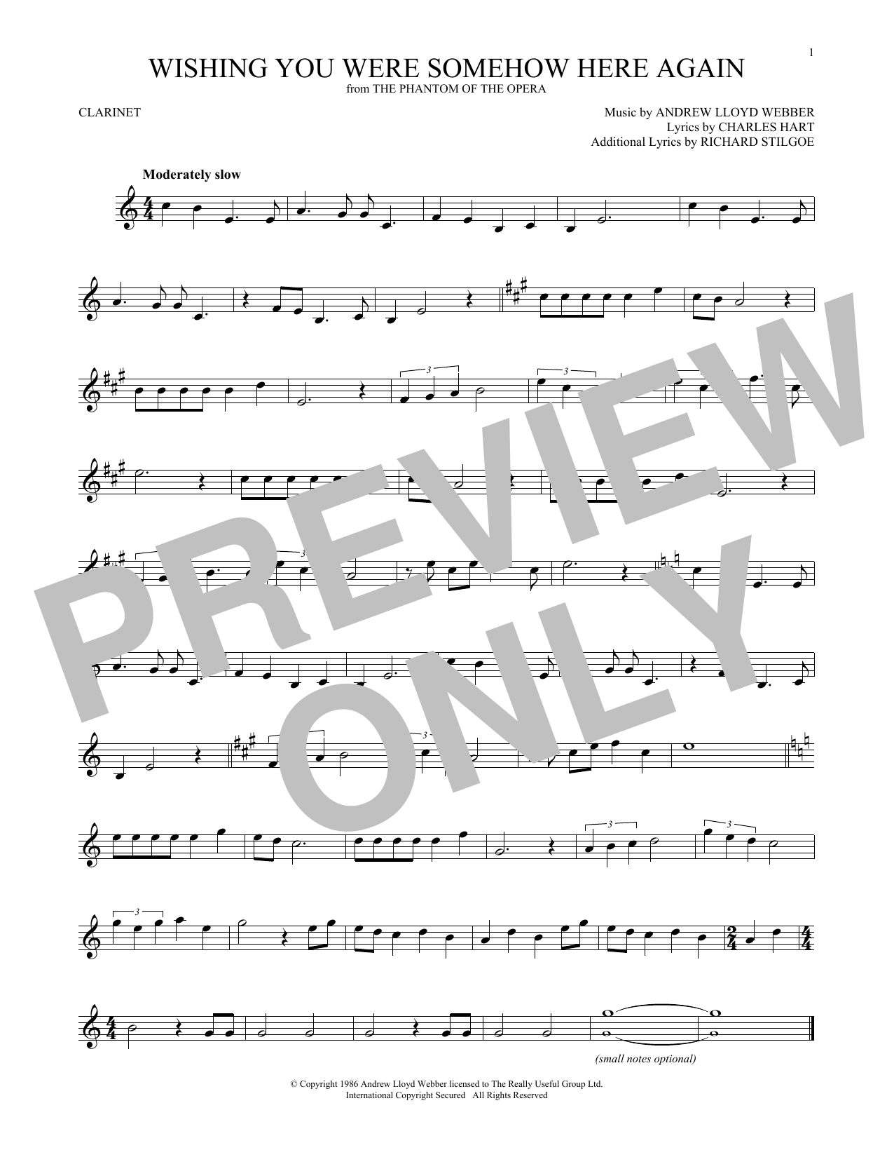 Product gallery: Page 1 of 1 Wishing You Were Somehow Here Again (from The Phantom Of The Opera), Andrew Lloyd Webber