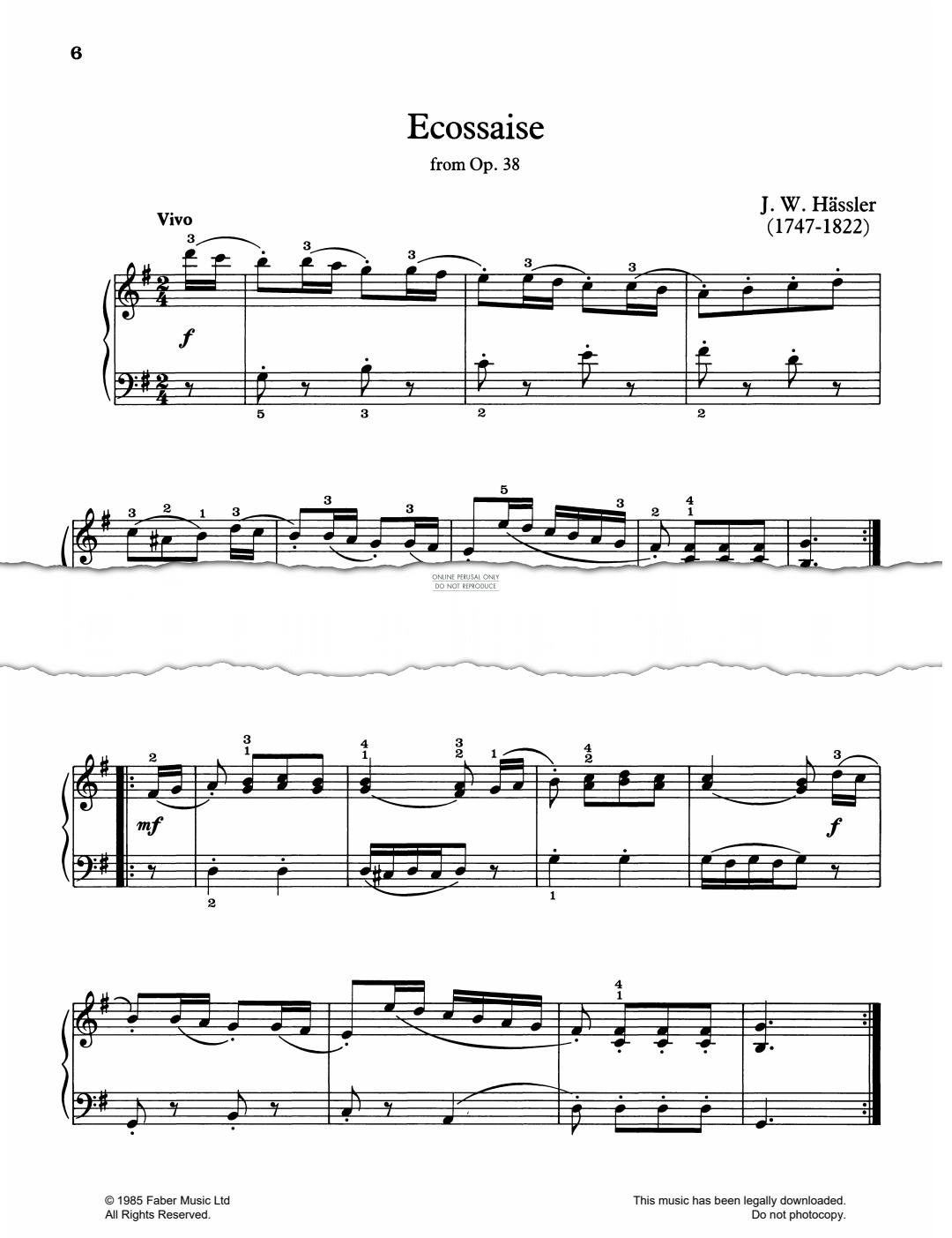 Produktgalerie: Seite 1 von 1 Ecossaise, Johann Wilhelm Hässler, Klavier