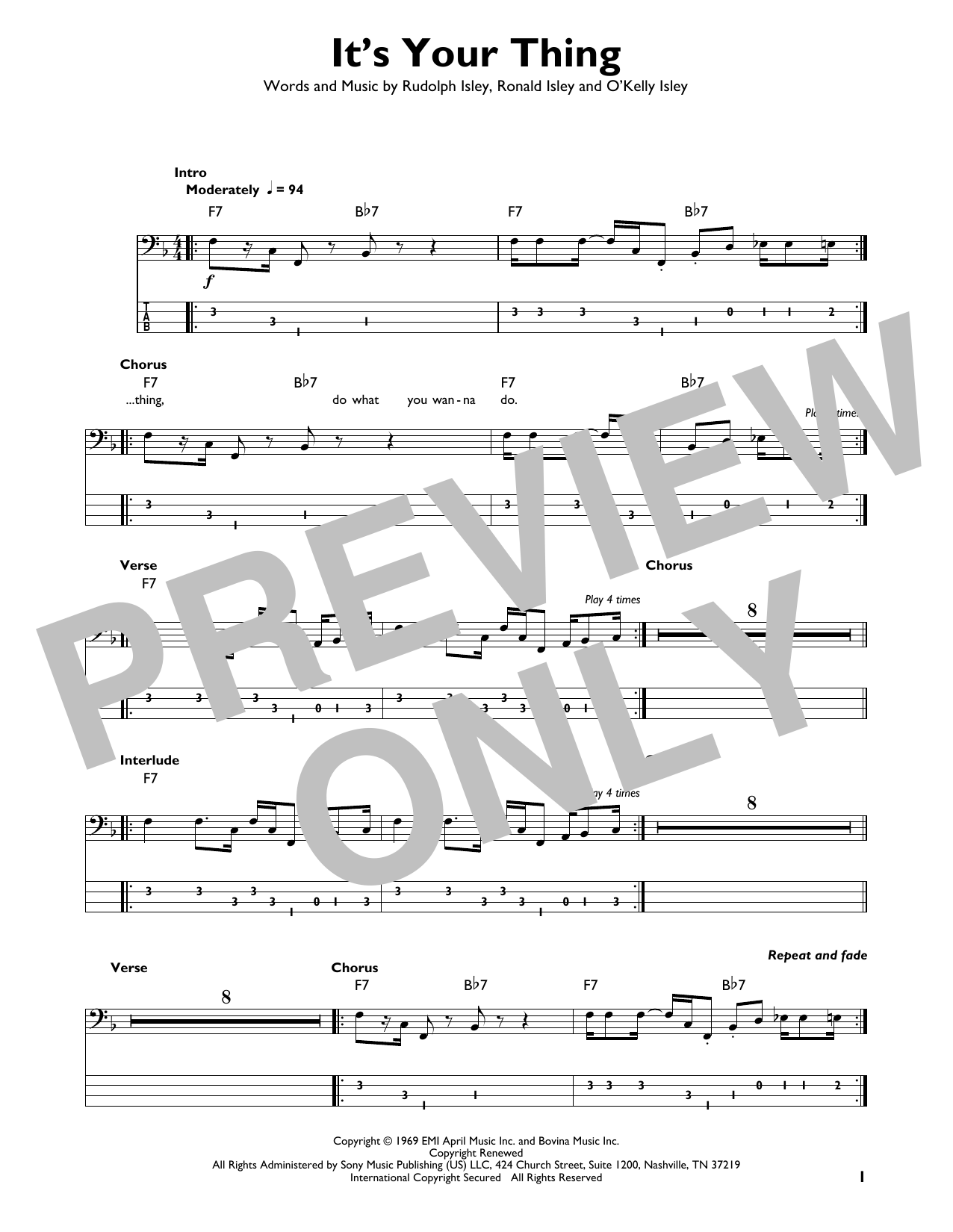 Produktgalerie: Seite 1 von 1 It's Your Thing, The Isley Brothers, E-Bass, Gitarre