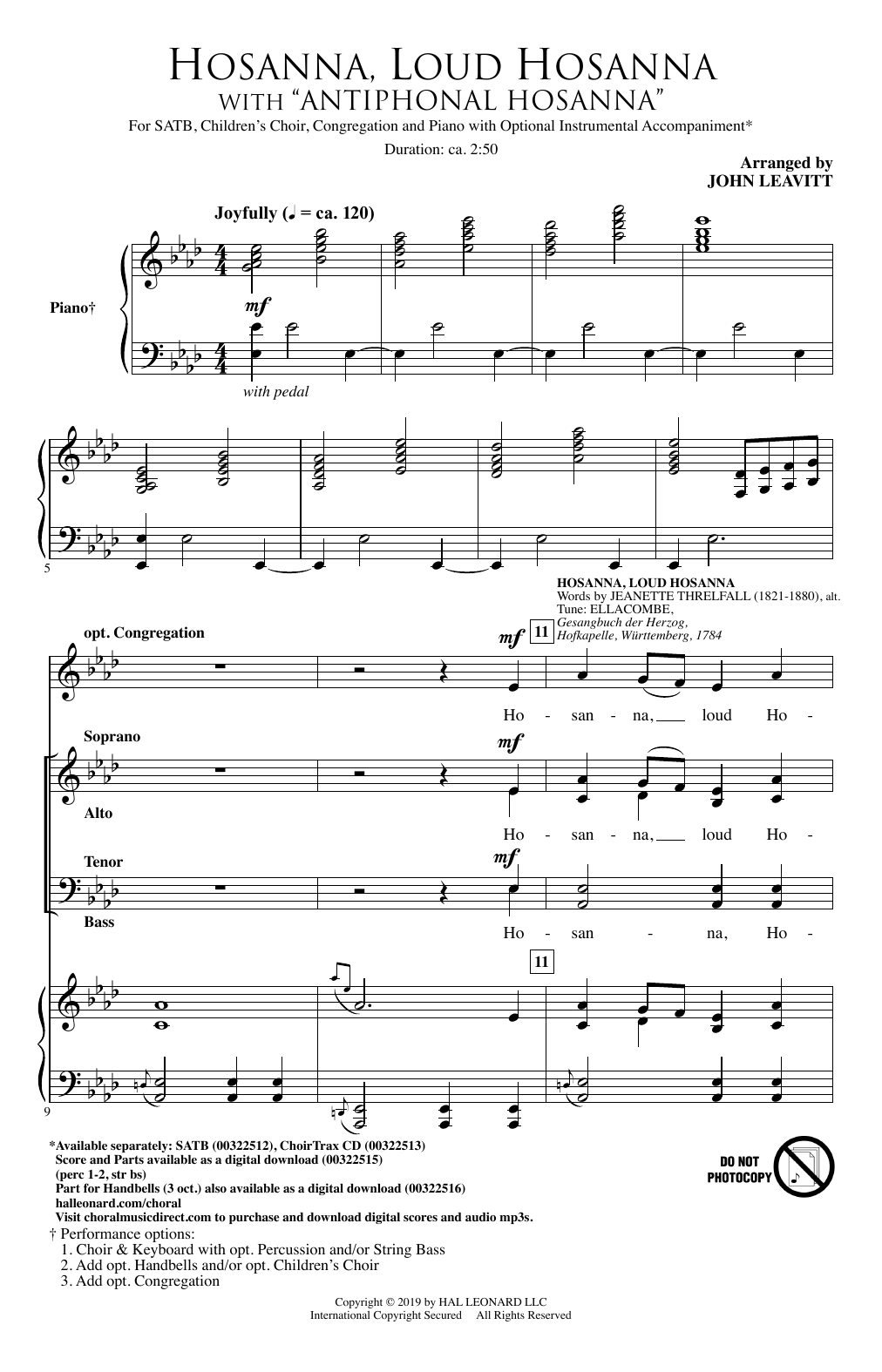 Product picture to: Hosanna, Loud Hosanna (with "Antiphonal Hosanna")