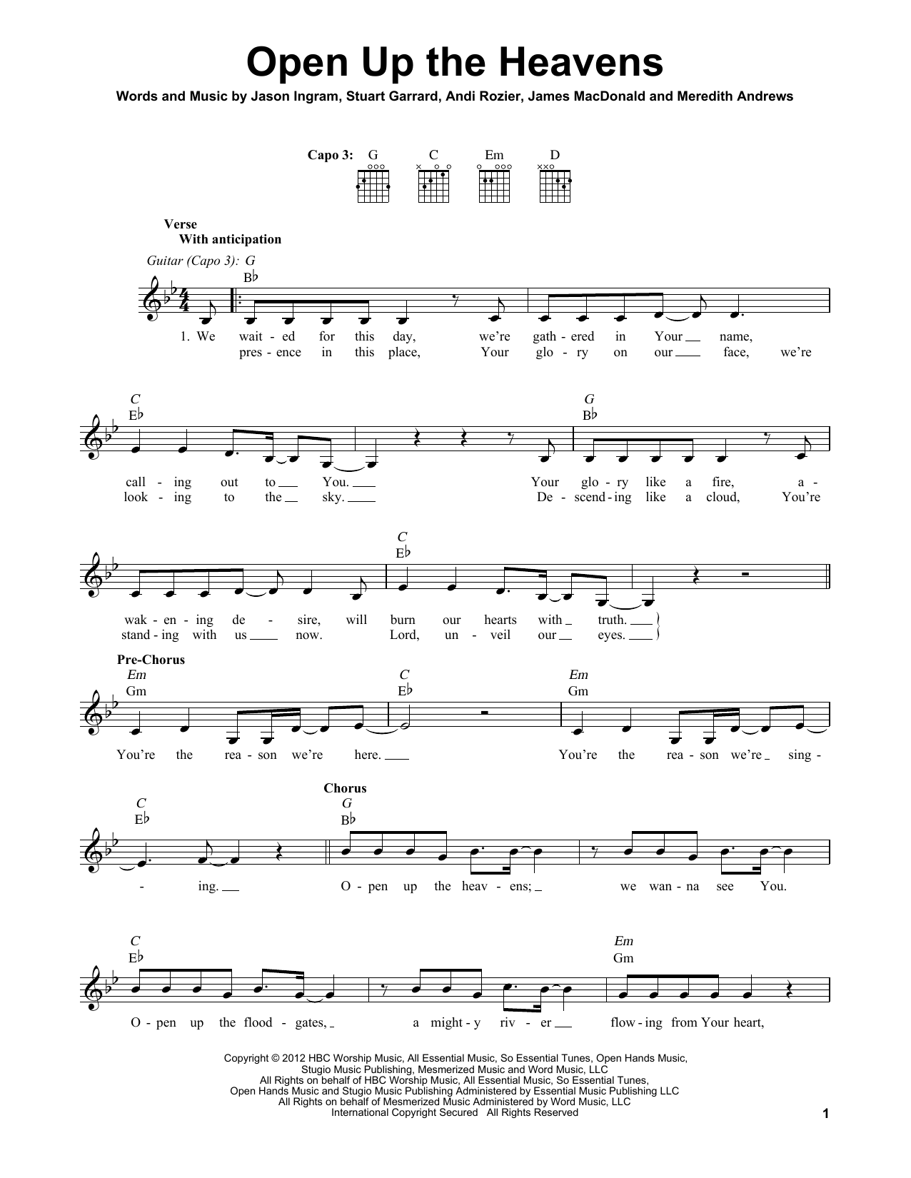 Produktgalerie: Seite 1 von 1 Open Up The Heavens, Meredith Andrews, Gitarre
