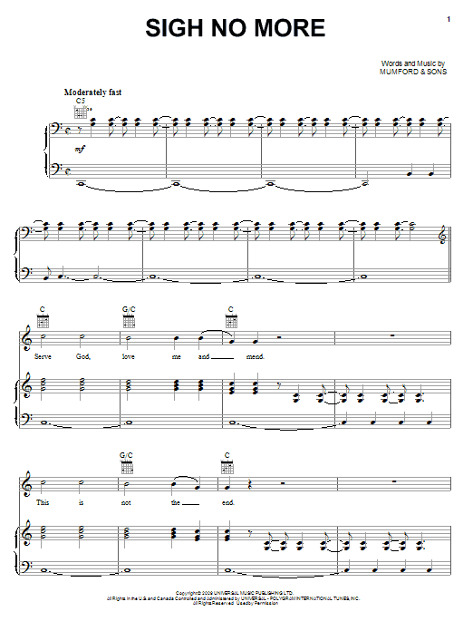 Produktgalerie: Seite 1 von 1 Sigh No More, Mumford & Sons, Gesang, Gitarre, Klavier
