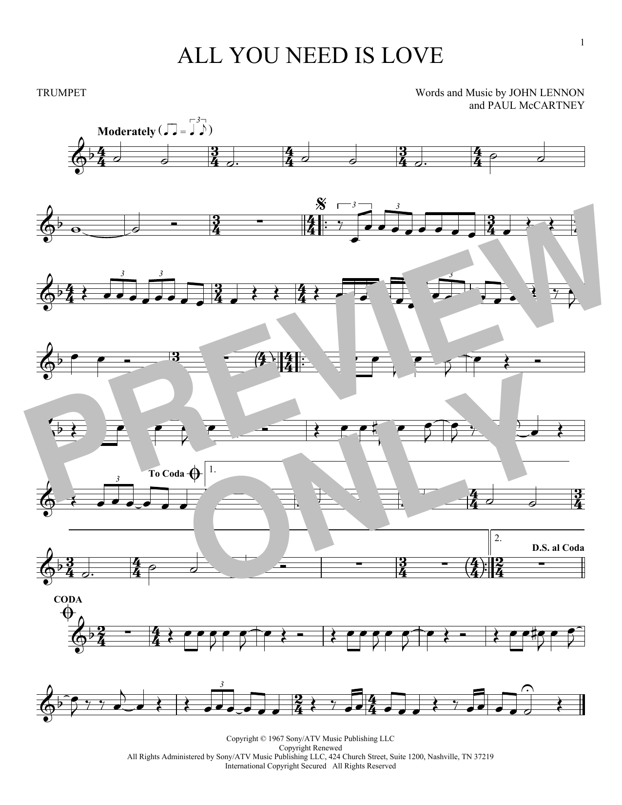Produktgalerie: Seite 1 von 1 All You Need Is Love, The Beatles, Trompete