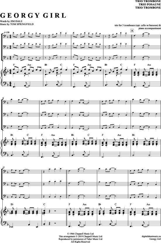 Product gallery: Page 1 of 20 Georgy Girl , Seekers, The, (Trombone Trio + Piano)