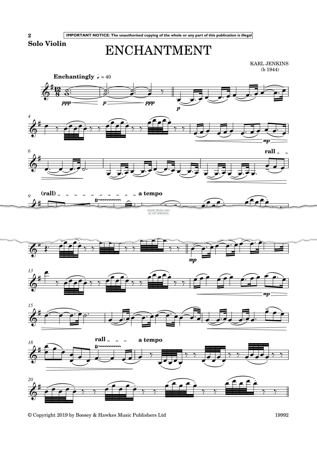 Produktgalerie: Seite 1 von 1 Enchantment, Karl Jenkins, Klavier, Violine