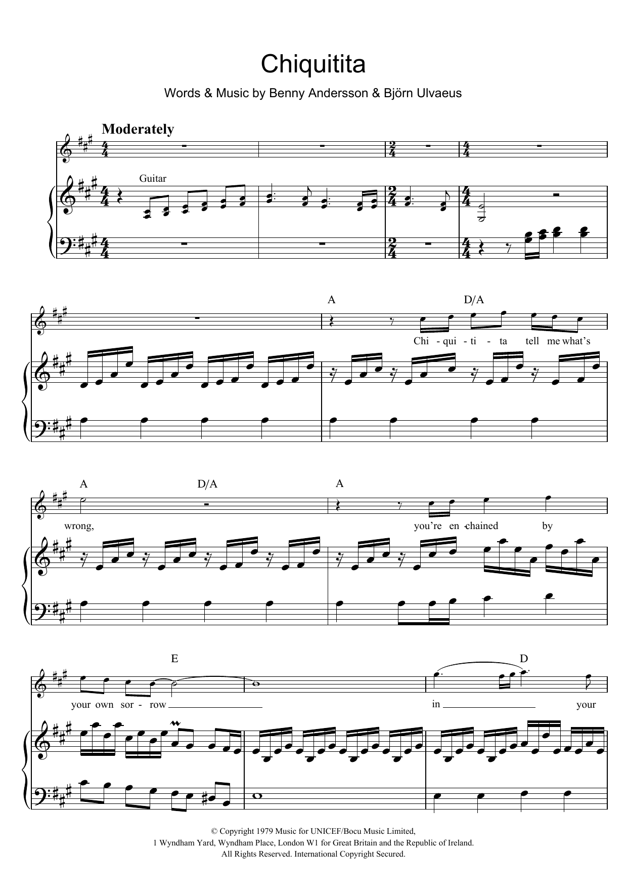 Produktgalerie: Seite 1 von 1 Chiquitita, ABBA, Gesang, Gitarre, Klavier