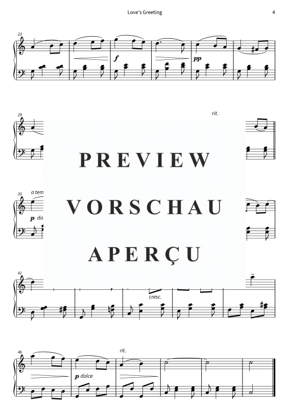 Produktgalerie: Seite 6 von 6 Love´s Greeting - Salut d´Amour op. 12 - simplified version in C major - delicate and warmly flowing, , Klavier Solo