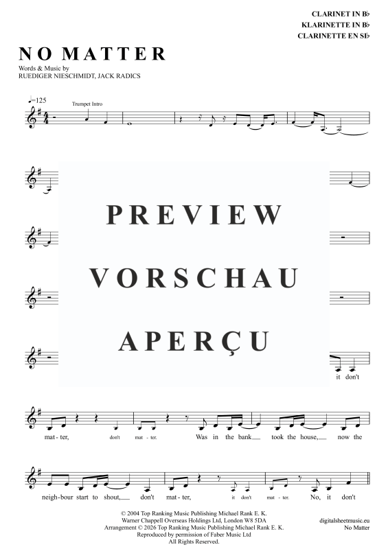 Produktgalerie: Seite 2 von 4 No Matter, Radics, Jack, Klarinette in B