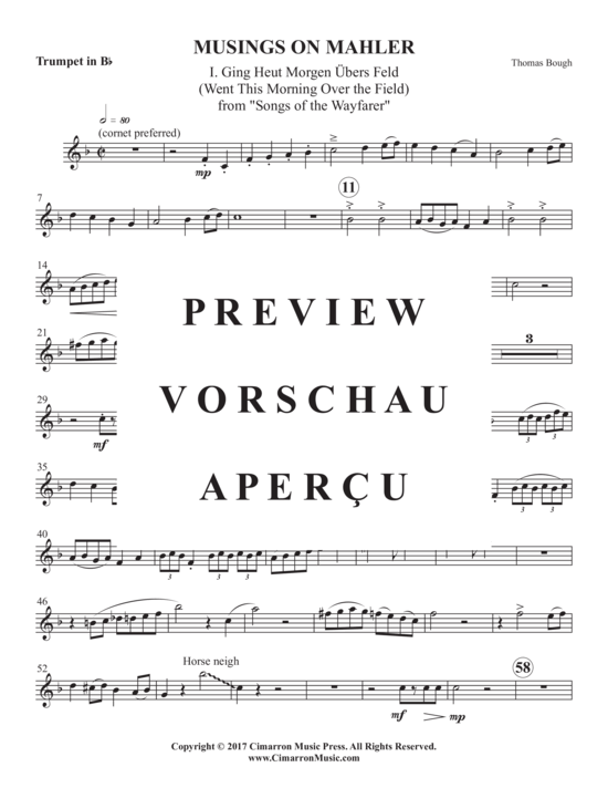 Produktgalerie: Seite 21 von 21 Musings on Mahler , , (Trompete in B oder Kornett, Flügelhorn, Piccolo + Klavier)