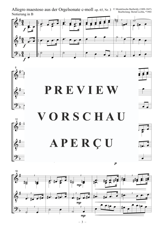 Produktgalerie: Seite 4 von 5 Allegro maestoso aus der Orgelsonate c-moll op. 65, Nr. 3, , Posaunenchor