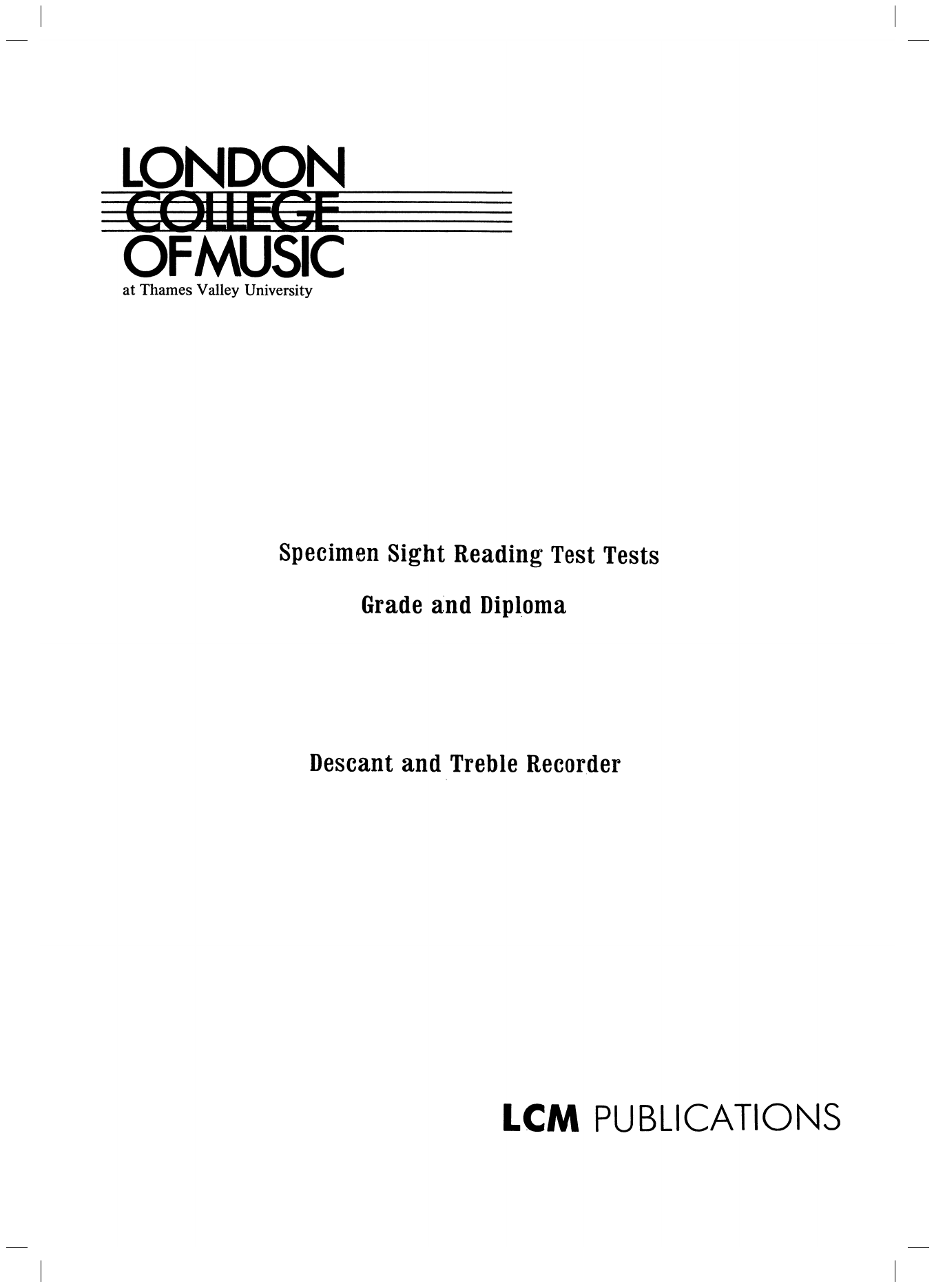 Produktgalerie: Seite 1 von 1 Recorder Specimen Sight Reading, LCME