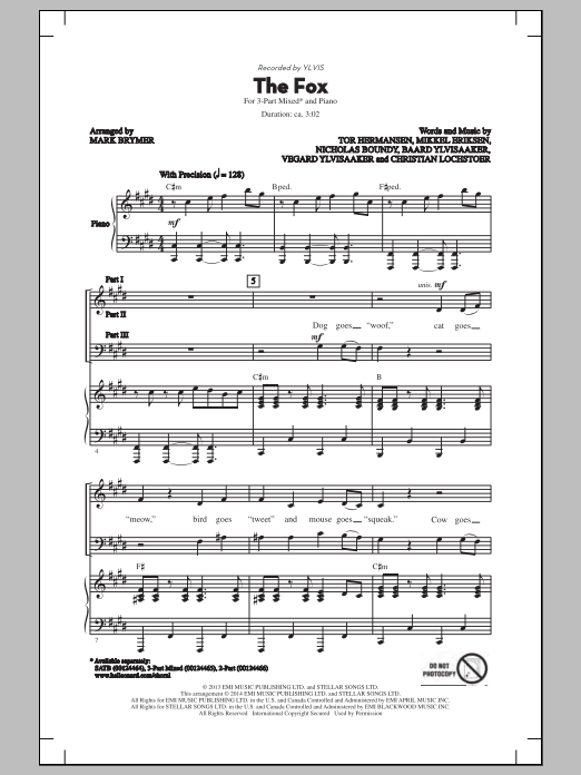 Product picture to: The Fox (What Does The Fox Say?) (arr. Mark Brymer)