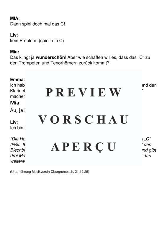Product gallery: Page 5 of 5 C gesucht - Vorstellung der Bläserklasse, Bläserklasse 2025 des Musikvereins Obergrombach, Short Theatrical Piece To Introduce The Wind Band Class