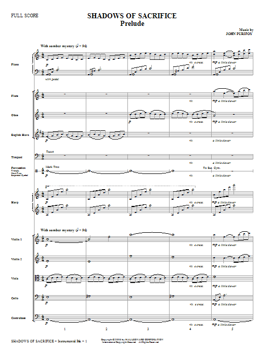 Produktbild zu: Shadows of Sacrifice - Full Score