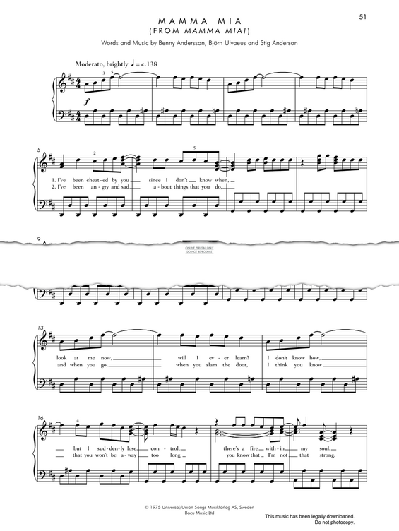 Produktgalerie: Seite 1 von 1 Mamma Mia, Benny Andersson, Klavier