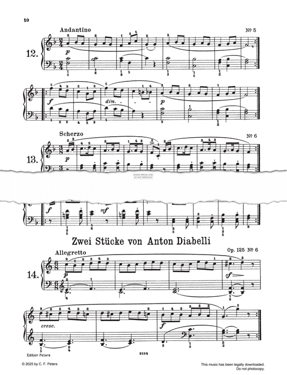 Produktgalerie: Seite 1 von 1 Allegretto, Op. 125, Nr. 6, 10, Anton Diabelli