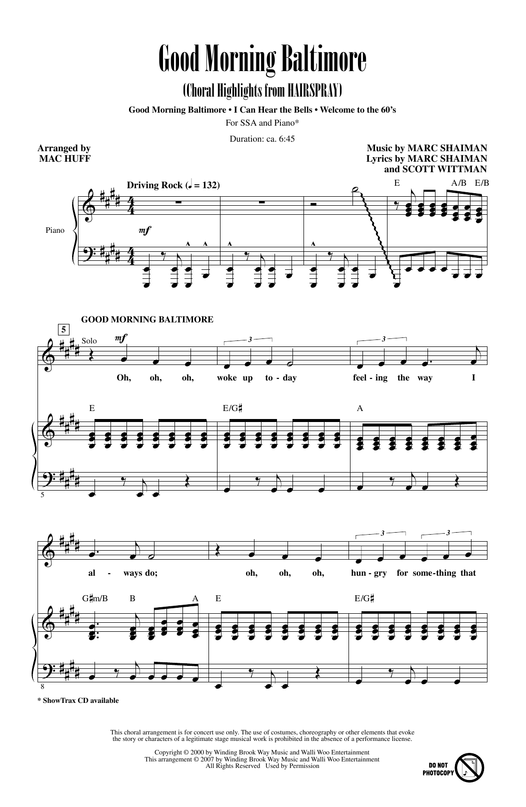 Produktgalerie: Seite 1 von 1 Good Morning Baltimore (Choral Highlights from Hairspray) (arr. Mac Huff), Marc Shaiman, Chor