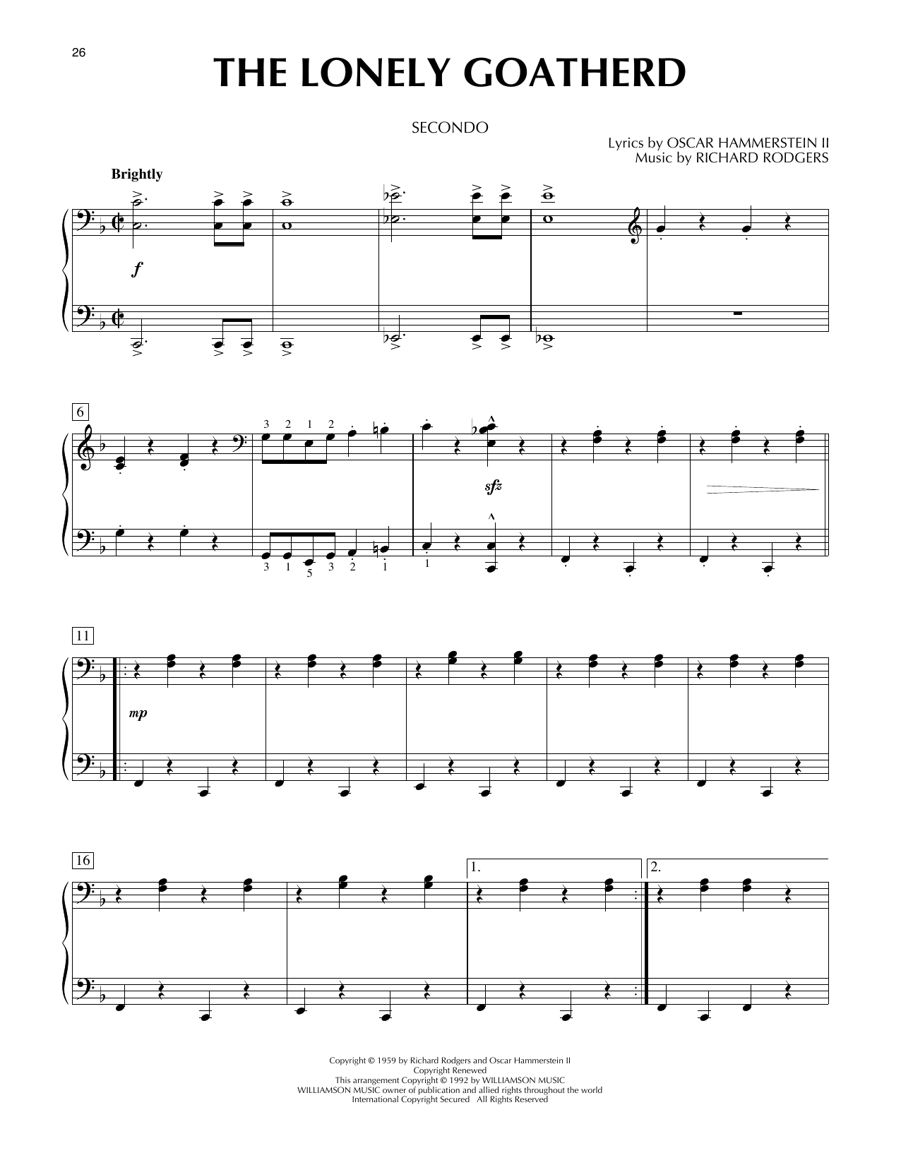 Produktgalerie: Seite 1 von 1 The Lonely Goatherd (from The Sound Of Music), Rodgers & Hammerstein, Klavier