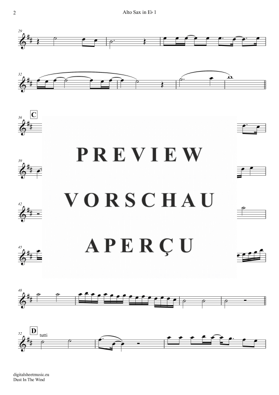 Product gallery: Page 9 of 11 Dust In The Wind, Kansas, (Saxophone Trio AAA(T) + Piano)