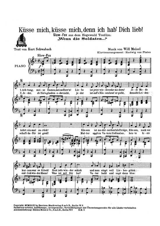 Produktbild zu: Küsse mich, küsse mich, denn ich hab Dich lieb!aus: Wenn die Soldaten (Film)