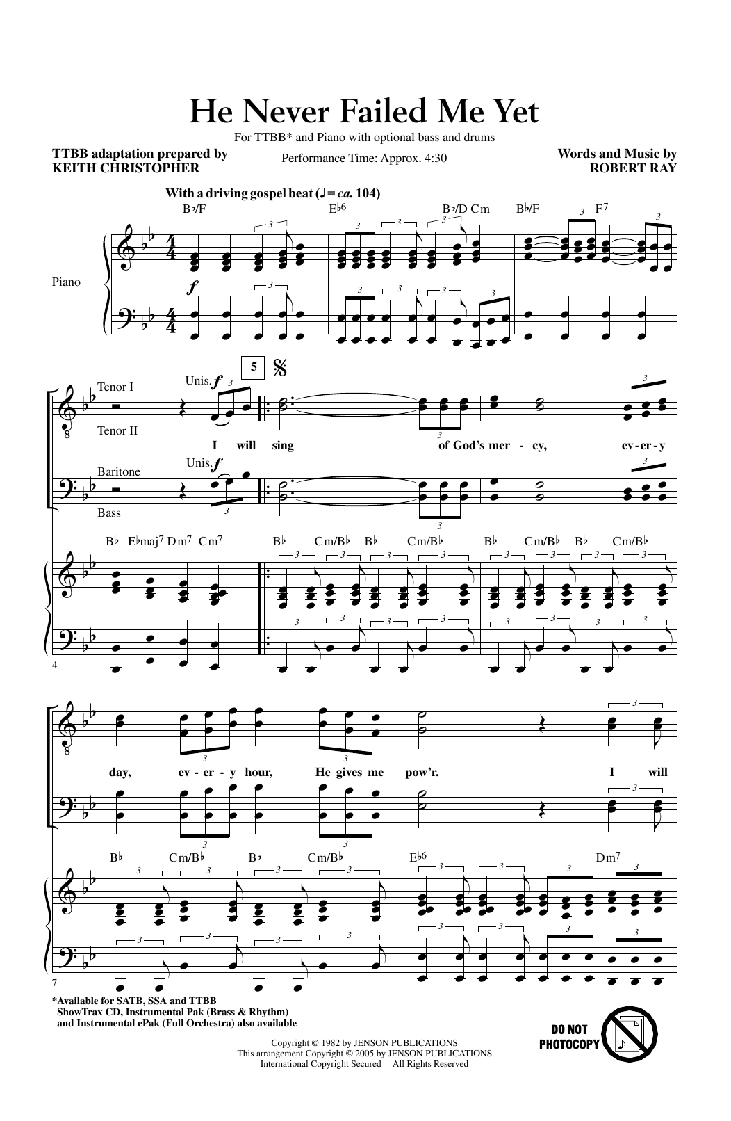 Produktbild zu: He Never Failed Me Yet (arr. Keith Christopher)