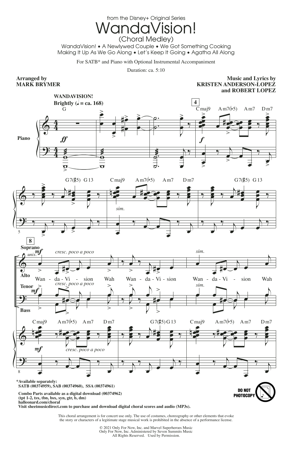 Produktbild zu: WandaVision! (Choral Medley) (arr. Mark Brymer)