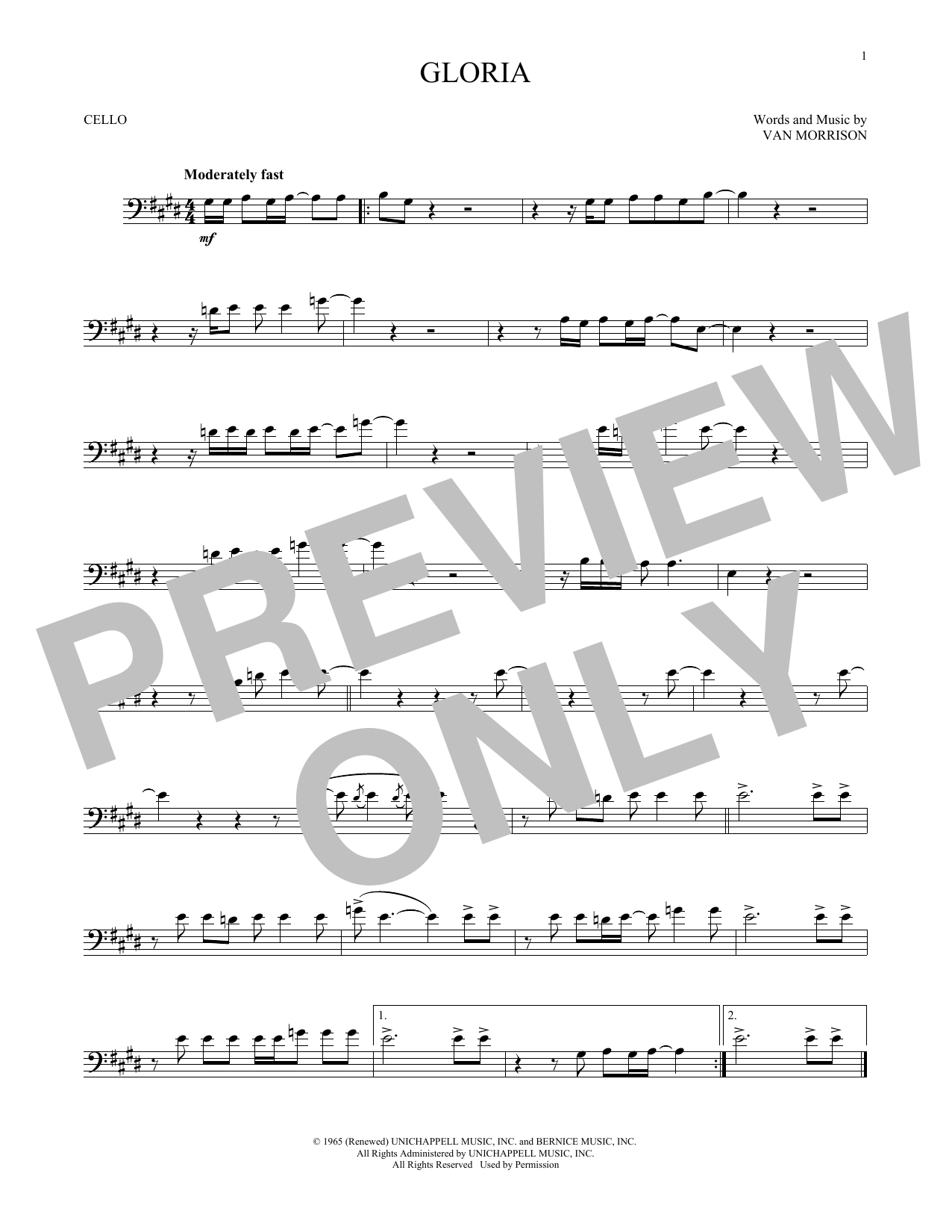 Produktgalerie: Seite 1 von 1 Gloria, Van Morrison, Violoncello